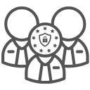 Mitarbeiter Icons mit Datenschutzsymbol, als Zeichen des Datenschutzes für Mitarbeiter.