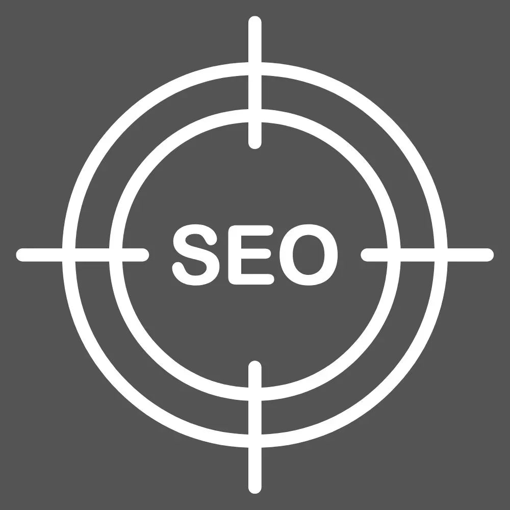 Zielscheibe mit dem Schriftzug SEO in der Mitte, auf einem grauen Hintergrund