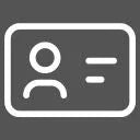 Symbol für Visitenkarte in weiß, auf grauem Hintergrund