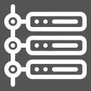 Web Hosting Symbole in weiß, auf grauem Hintergrund