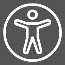 Animierte Person in einem weißen Kreis, auf grauem Hintergrund