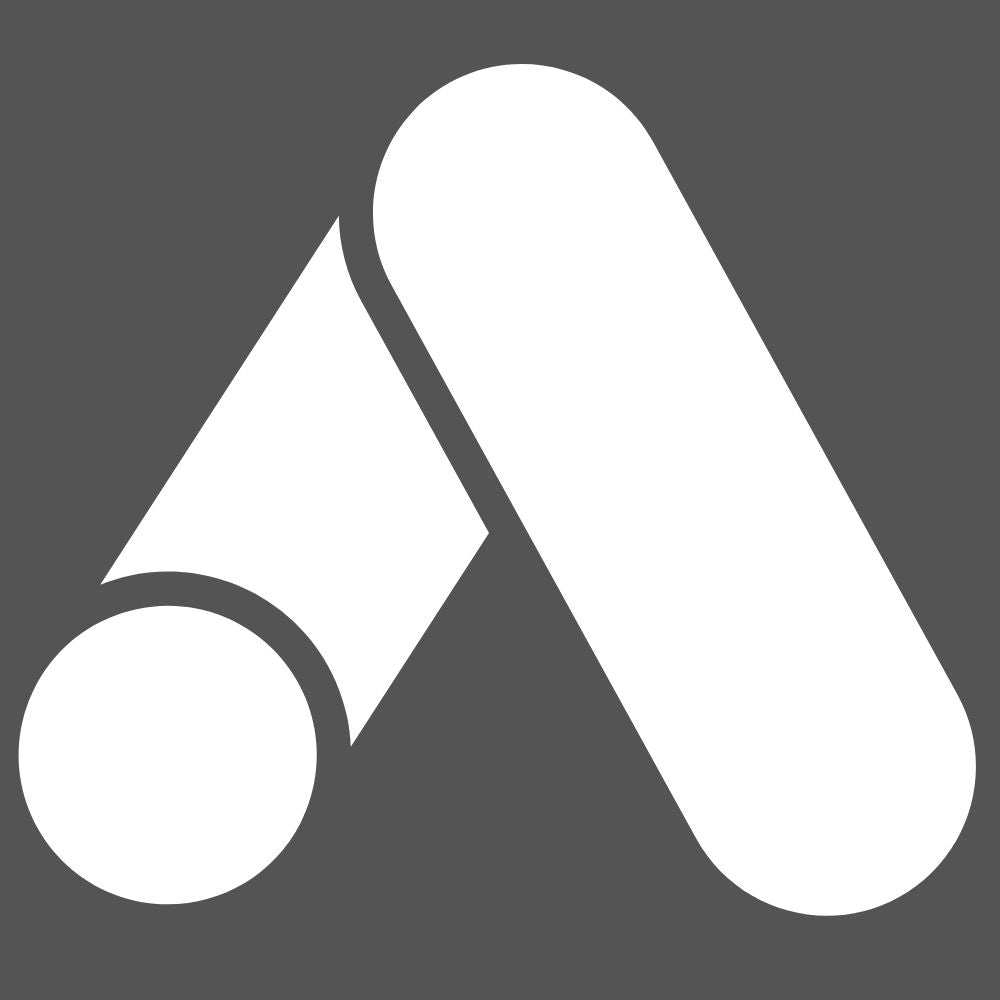 Ein Symbol das aussieht wie ein A, dass für Ads steht, auf einem grauen Hintergrund