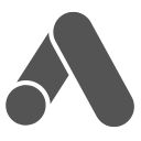 Google Ads Symbol, das einem A ähnelt, in grau , auf weißem Hintergrund