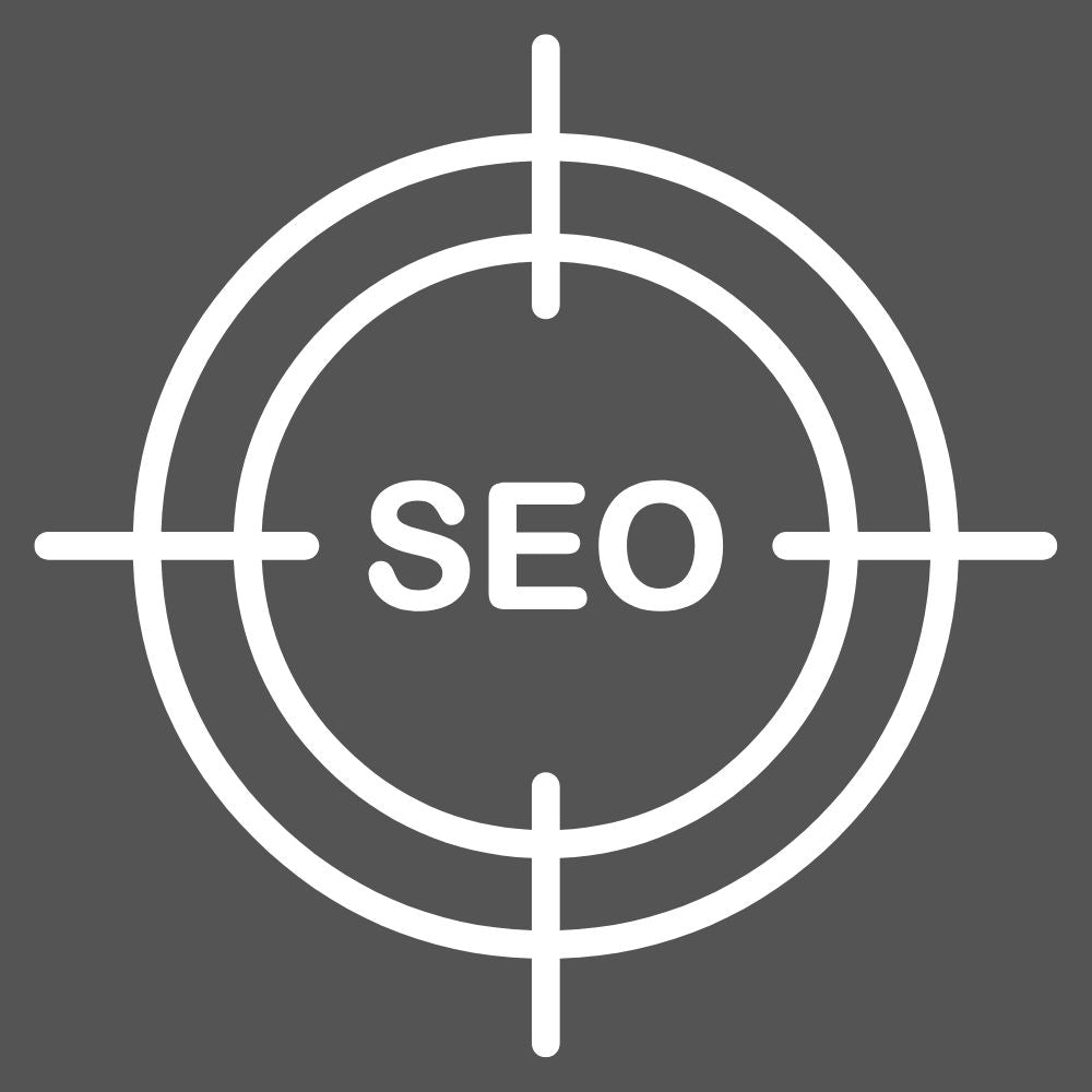 Zielscheibe mit dem Schriftzug SEO in der Mitte, auf einem grauen Hintergrund
