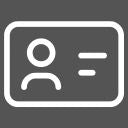 Symbol für Visitenkarte in weiß, auf grauem Hintergrund