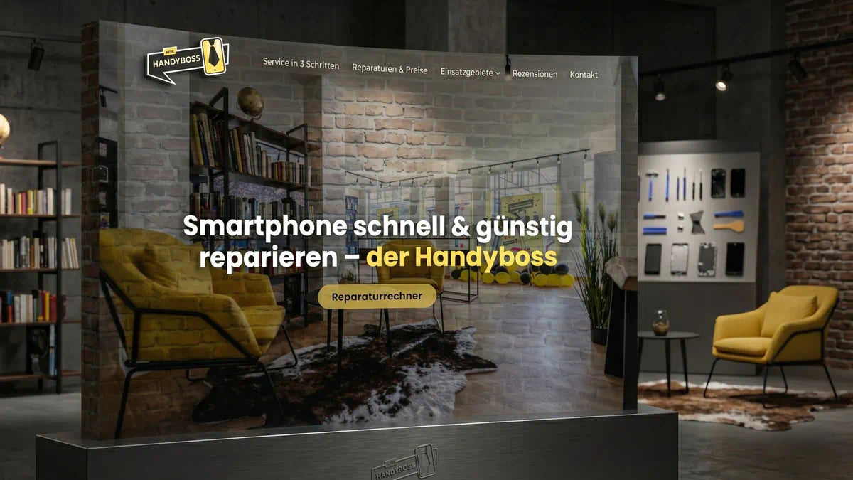 Modernes Webdesign und Corporate Design für den Einzelhandelsbetrieb für Smartphonereparaturen Der Handyboss von LENAMO.