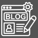 Blog Seite in weiß, auf grauem Hintergrund
